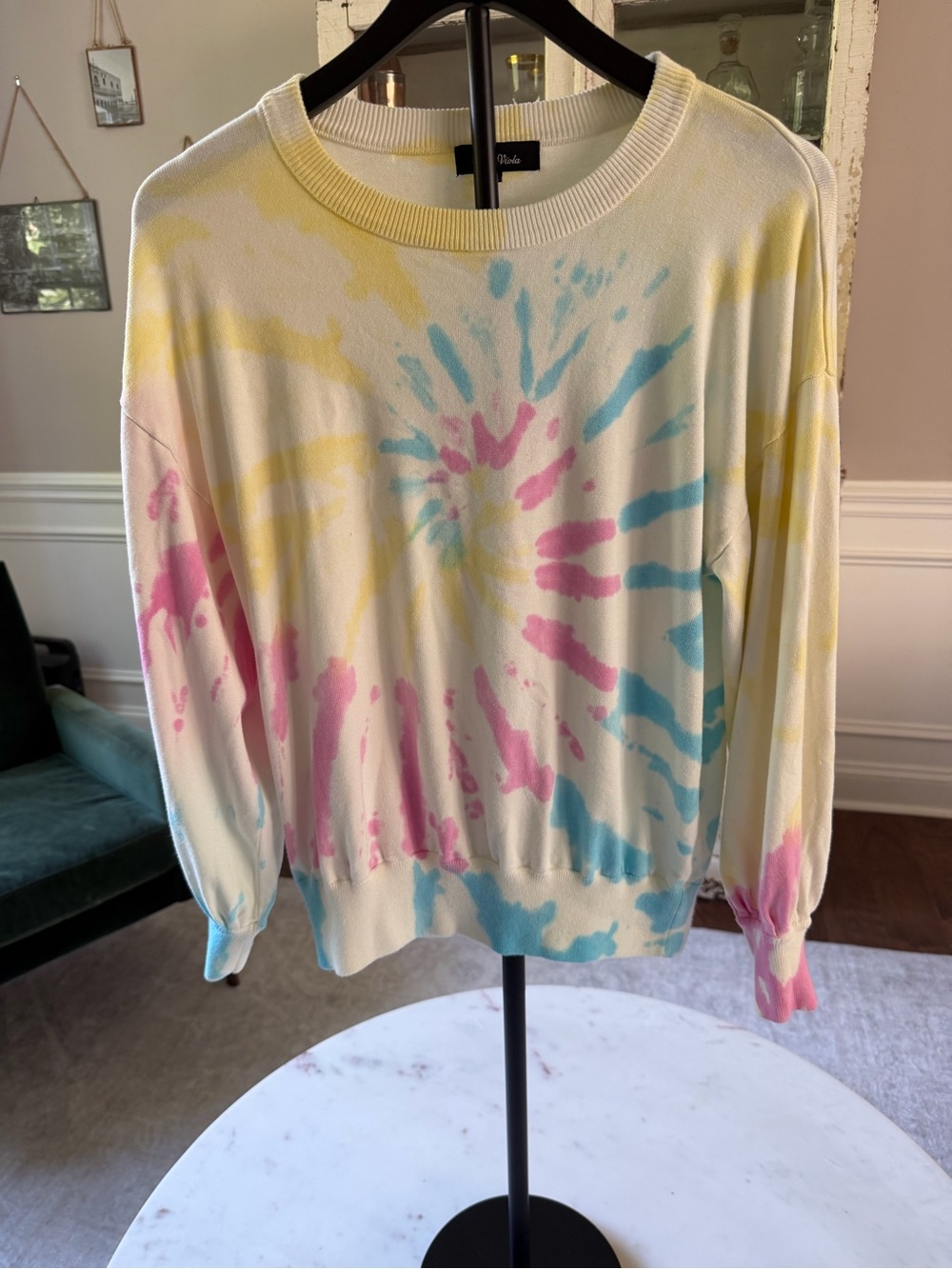 Lea & Viola Pastel Tie-Dye Heavyweight Sweatshirt Yellow Pink Blue Size Medium